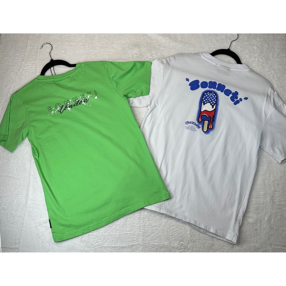 Sonneti London T-Shirt Lot of 2 Youth XL Green White Graphic Tees 2 Pack